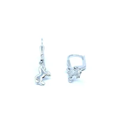 SØLV ØRERINGE HÆNGER BØJLE LUK MED HEST