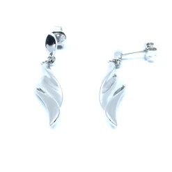 SØLV ØRERINGE HÆNGER RHODINERET SNOET MASSIV