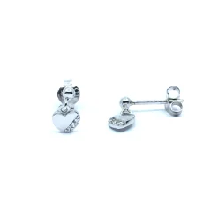 SØLV ØRERINGE HÆNGER STIK HJERTE MED SYNTETISKE ZIRKONIA