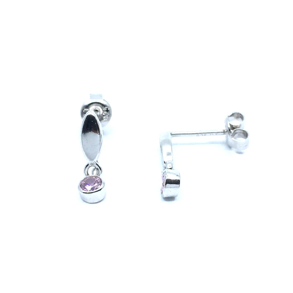 SØLV ØRERINGE HÆNGER STIK MED LYSERØD SYNTETISK ZIRKONIA