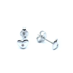 SØLV ØRERINGE STIK HJERTE MED LYSERØD SYNTETISK ZIRKONIA