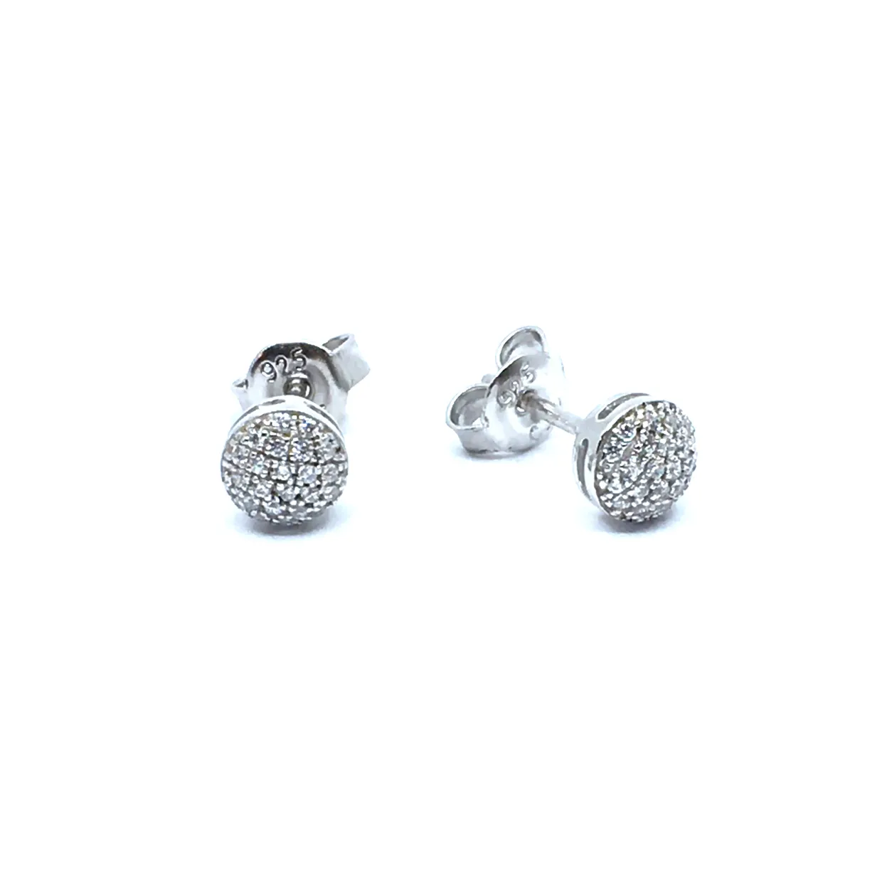 SØLV ØRERINGE STIK RHODINERET FYLDT MED SYNTETISKE ZIRKONER