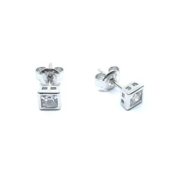 SØLV ØRESTIK RHODINERET MED SYNT. KLAR FIRKANTET ZIRKONIA 3,5 MM