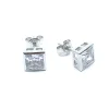 SØLV ØRESTIK RHODINERET MED SYNT. KLAR FIRKANTET ZIRKONIA 8 MM