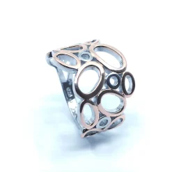 SØLV RHODINERET RING MED ROSA FORGYLDNING OVALER