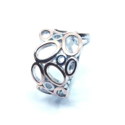 SØLV RHODINERET RING MED ROSA FORGYLDNING OVALER