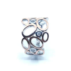 SØLV RHODINERET RING MED ROSA FORGYLDNING OVALER