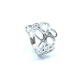 SØLV RING RHODINERET BRED BOBLE