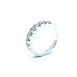 SØLV RING RHODINERET MED 7 SYNTETISKE ZIRKONIA