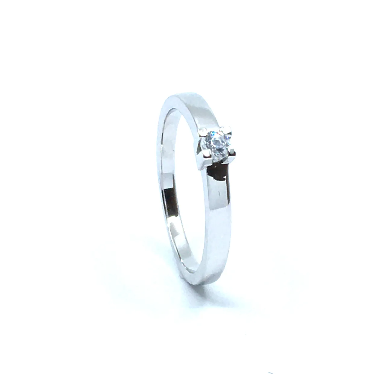 SØLV RING RHODINERET PRINSESSE MED SYNTETISKE ZIRKONIA