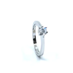 SØLV RING RHODINERET PRINSESSE MED SYNTETISK ZIRKONIA