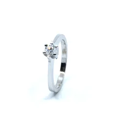 SØLV RING RHODINERET PRINSESSE MED SYNTETISK ZIRKONIA