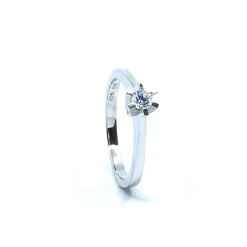 SØLV RING RHODINERET PRINSESSE MED SYNTETISK ZIRKONIA