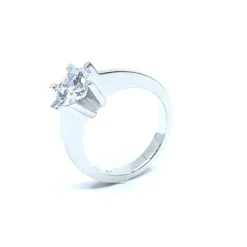 SØLV RING RHODINERET PRINSESSE MED SYNTETISK ZIRKONIA