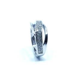 SØLV RING RHODINRET MED SYNTETISKE ZIRKONIA