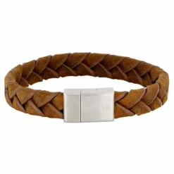 SON OF NOA ARMBÅND BRUN LÆDER MED STÅL LÅS 21 CM - 80970239221