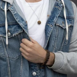 SON OF NOA ARMBÅND BRUN LÆDER MED STÅL LÅS 21 CM - 80970239221