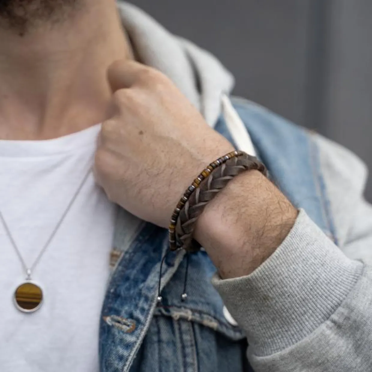 SON OF NOA ARMBÅND GRÅ KALVESKIND 21 CM - 80970239321