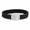 SON OF NOA ARMBÅND SORT LÆDER 19 CM MED STÅL LÅS - 80970149119