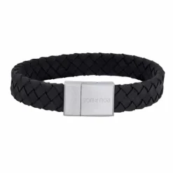 SON OF NOA ARMBÅND SORT LÆDER 19 CM MED STÅL LÅS - 80970149119
