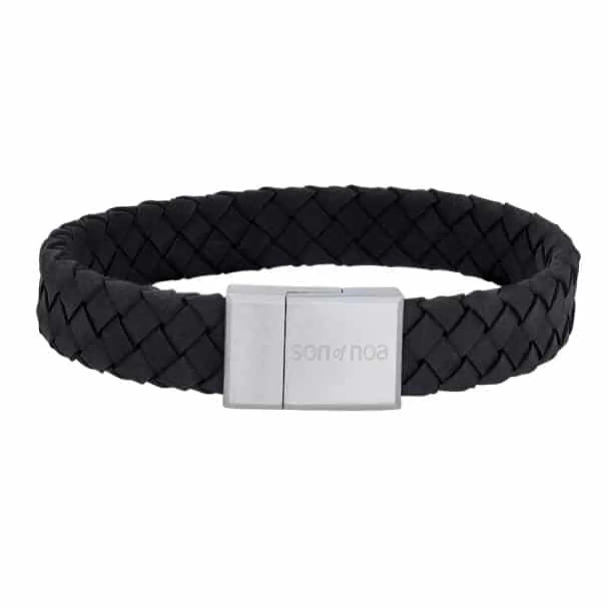 SON OF NOA ARMBÅND SORT LÆDER 19 CM MED STÅL LÅS - 80970149119