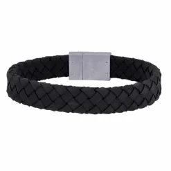 SON OF NOA ARMBÅND SORT LÆDER 19 CM MED STÅL LÅS - 80970149119