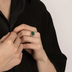 SON OF NOA HERRE RING SØLV MED MALAKIT- 106700509