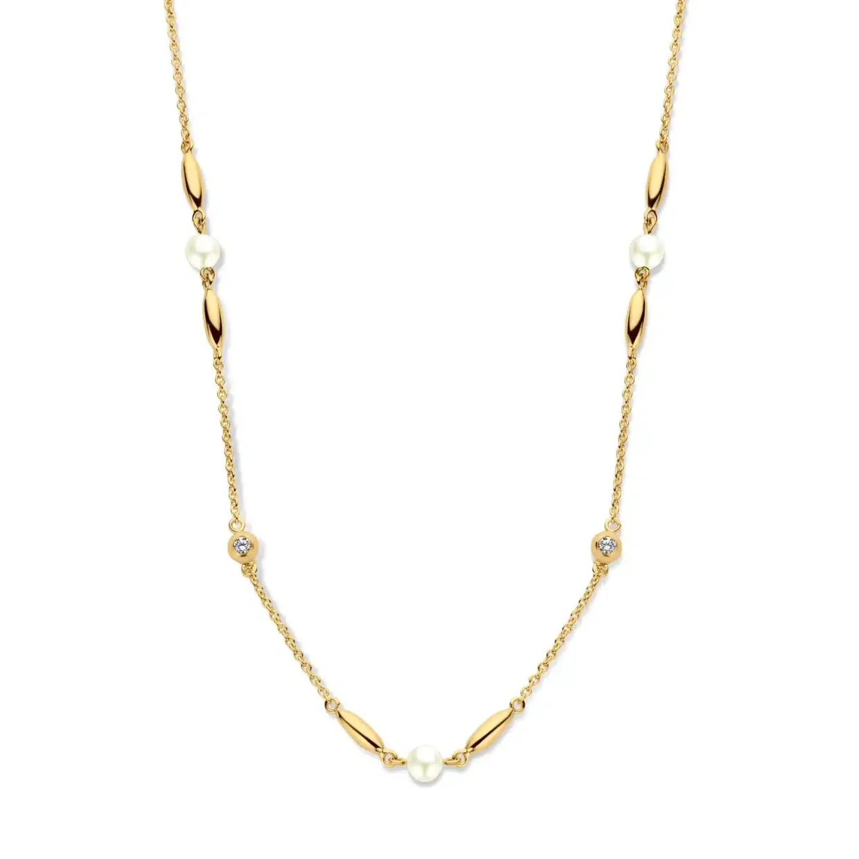 SPIRIT ICONS ‘CORNELIA’ FORGYLDT SØLV HALSKÆDE MED PERLER OG STENE - 11032-45