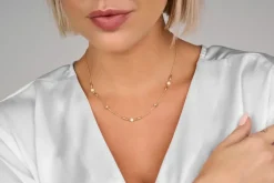 SPIRIT ICONS ‘CORNELIA’ FORGYLDT SØLV HALSKÆDE MED PERLER OG STENE - 11032-45