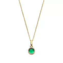 SPIRIT ICONS EUPHORIA HALSKÆDE SØLV FORGYLDT GRØN AGAT ZIRKONIA - 11112-45