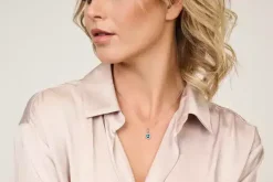 SPIRIT ICONS EUPHORIA HALSKÆDE SØLV FORGYLDT BLÅ AGAT ZIRKONIA - 11122-45