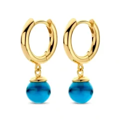 SPIRIT ICONS ‘FIGARO’ HOOP FORGYLDT SØLV MED BLÅ STEN - 42192