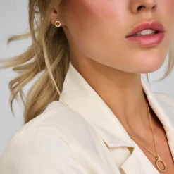 SPIRIT ICONS ØRERINGE SØLV FORGYLDT TREND ØRERINGE ROSA - 40534