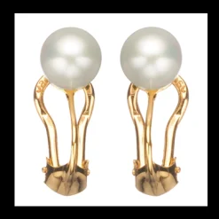 SROUPLES ØRERINGE CLIPS SØLV FORGYLDT MED FERSKVANDSPERLE - 1152FG