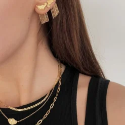 STINE A DANCING CHAINS BEHIND EAR SØLV FORGYLDT BAG ØRERING - 1133-02-S