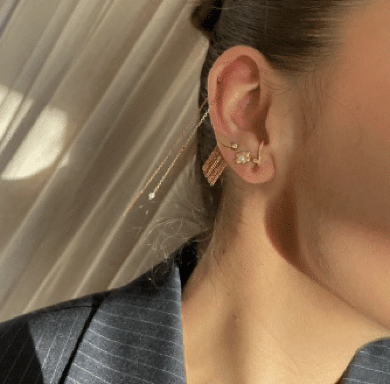 STINE A DANGLING PETIT COIN ØRERING SØLV FORGYLDT -1126-02-S-Pearl