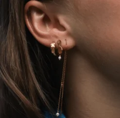 STINE A DANGLING PETIT COIN ØRERING SØLV FORGYLDT -1126-02-S-Pearl