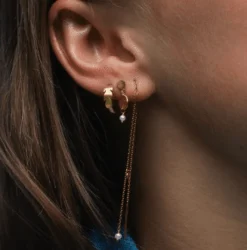 STINE A DANGLING PETIT COIN ØRERING SØLV FORGYLDT - 1126-02-S-Pearl