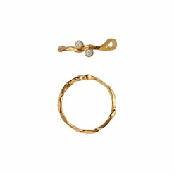 STINE A FLOW RING MED STENE FORGYLDT SØLV - 4053-02