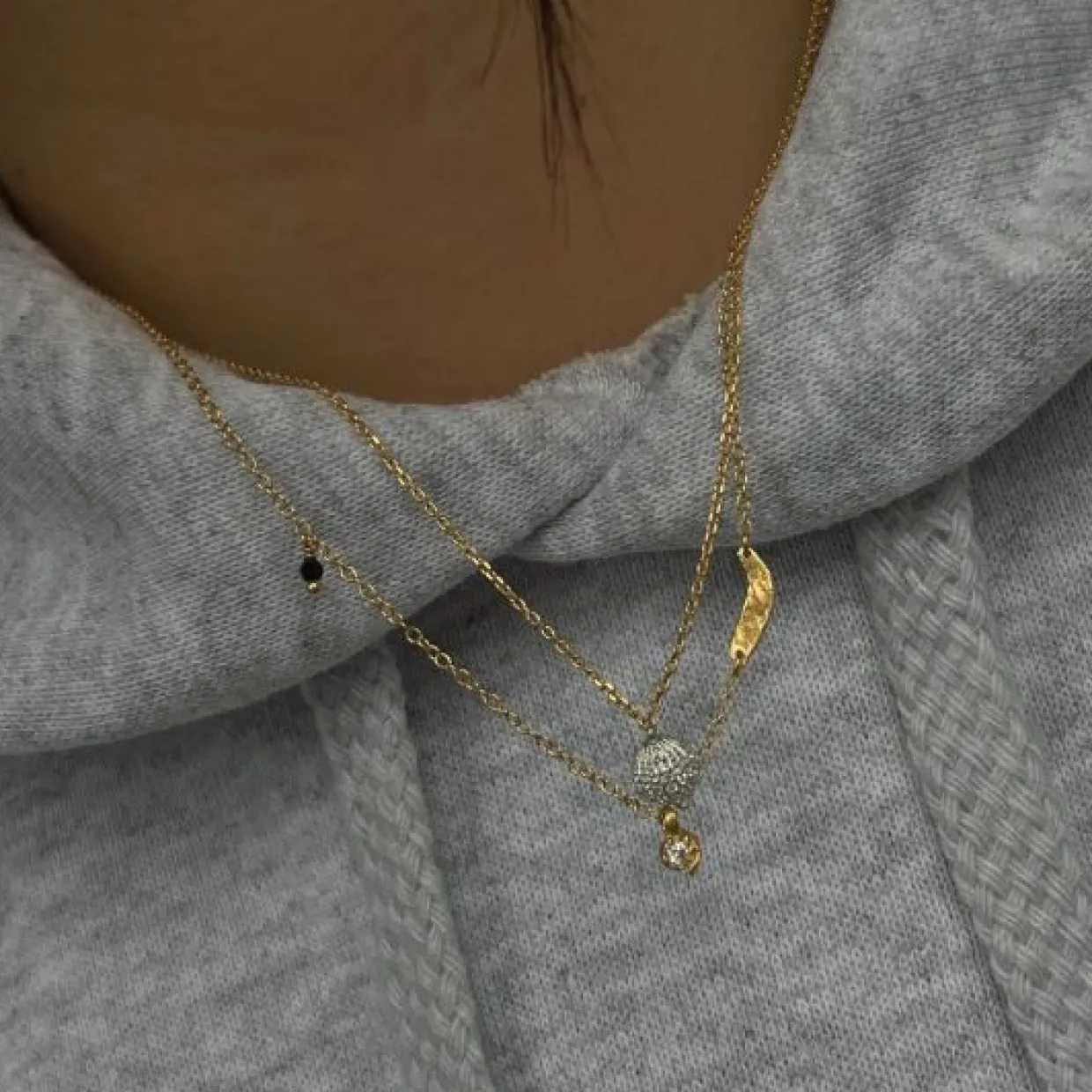 STINE A FLOW SPLASH HALSKÆDE SØLV FORGYLDT - 2055-02-OS