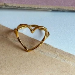 STINE A FUNKY HEART RING FORGYLDT SØLV - 4054-02