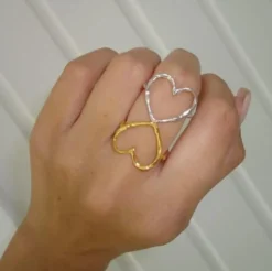 STINE A FUNKY HEART RING FORGYLDT SØLV - 4054-02