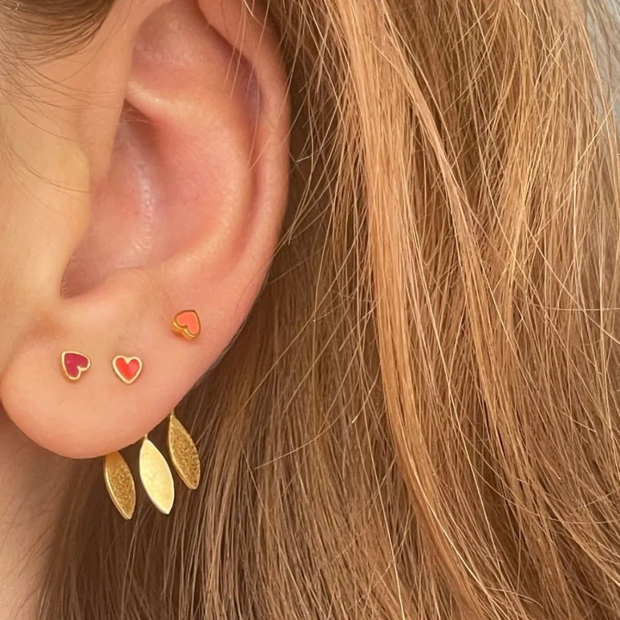 STINE A HEART CORAL ØREINGE FORGYLDT - 1181-02-CORAL