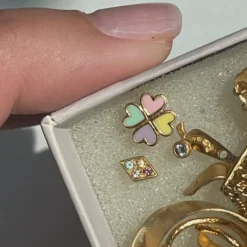 STINE A LOVE HEART CLOVER ØRERING SØLV FORGYLDT - 1296-02-S