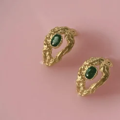 STINE A MY LOVE RING FORGYLDT SØLV GRØN STEN - 4048-02