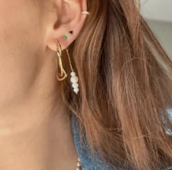 STINE A PETIT LOVE HEART ØRERING SØLV FORGYLDT - 1181-02-Grass Green