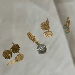 STINE A PETIT LOVE HEART ØRERING SØLV FORGYLDT - 1181-02-Grass Green