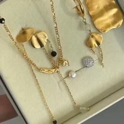 STINE A ØRERING FORGYLDT SØLV MED KÆDE - 1319-02-S