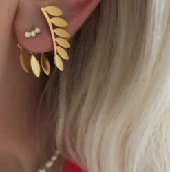 STINE A THREE LEAVES BEHIND ØRERING SØLV FORGYLDT - 1158-02-S