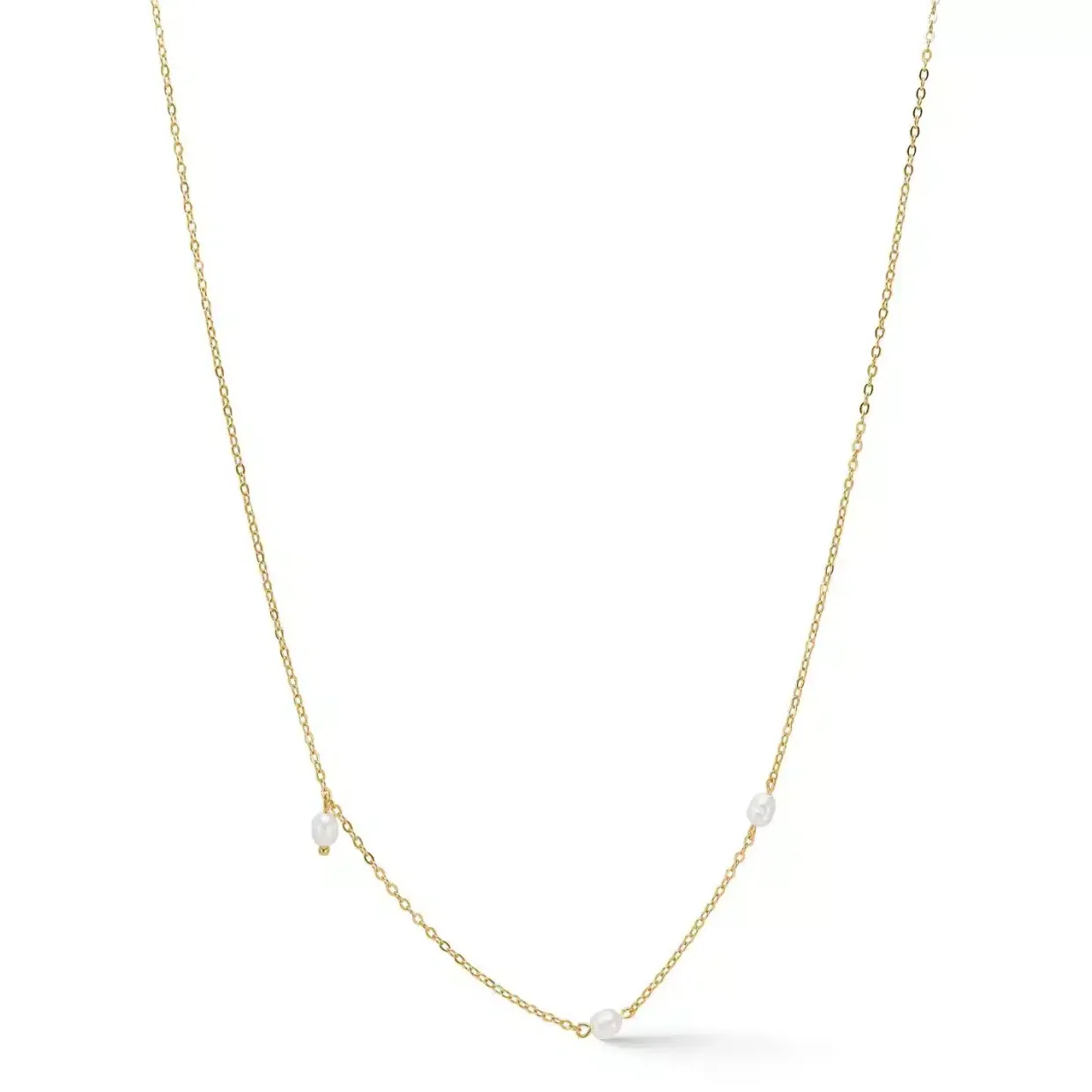 STUDIO SØLV FORGYLDT HALSKÆDE TRACE PEARL - 7223453
